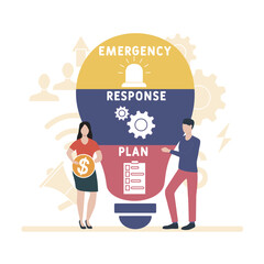 ERP - emergency response plan  acronym. business concept background. vector illustration concept with keywords and icons. lettering illustration with icons for web banner, flyer, landing