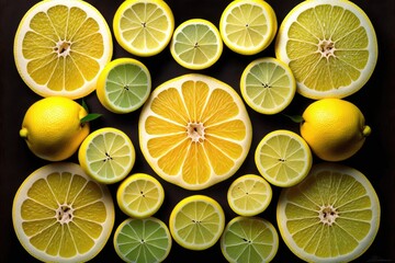 Fototapeta premium top view of lemon slices