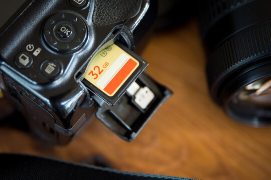 inserting a memory card into a camera