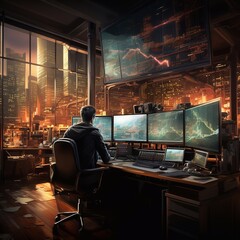 Obraz premium trader focused on business analysis in an office