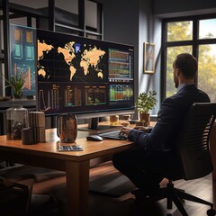 Fototapeta premium trader focused on business analysis in an office