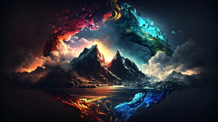 fantasy panorama, wallpaper, generative, ai
