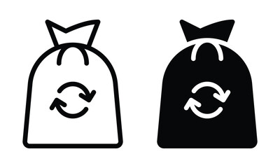 Trash bag icon with outline and glyph style.
