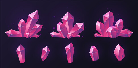 Set of purple crystals vector concept
