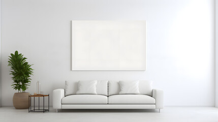 Large blank picture frame in a white room