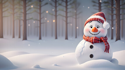 冬の雪だるま、背景｜ Winter snowman, background, Generative AI