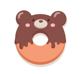 Donut in chocolate glaze vector concept