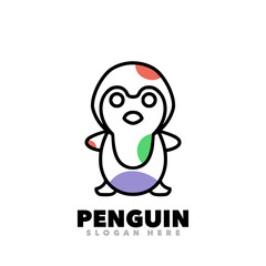 Penguin line art outline