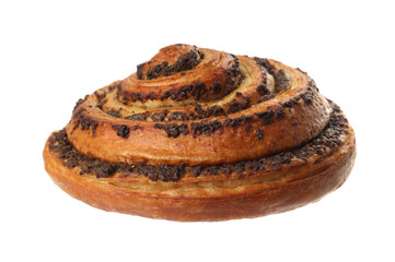 Freshly baked spiral pastry isolated on white