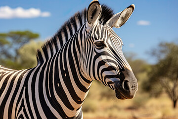 Fototapeta na wymiar zebra portrait in nature