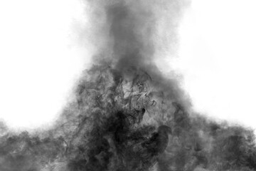 Cloud of black smoke on white background