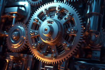 mechanism with gears, abstract background with a futuristic design