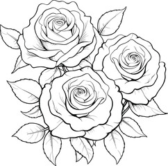 Bunch Of Roses coloring pages vector animals