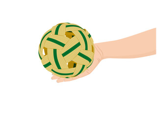 Rattan ball on a white background.