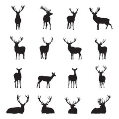 collection of deer silhouette. vector illustration