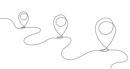 Continuous line map pin vector concept