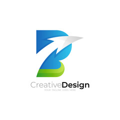 B logo and arrow design combination, up logos