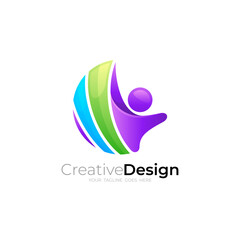 People care design vector, people and circle design, globe logos
