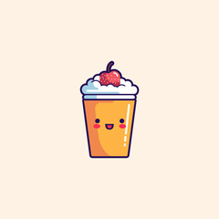 simple cute chibi drink snack sweet logo vector illustration template design