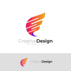 Wing design vector, abstract wing logo, falcon logos
