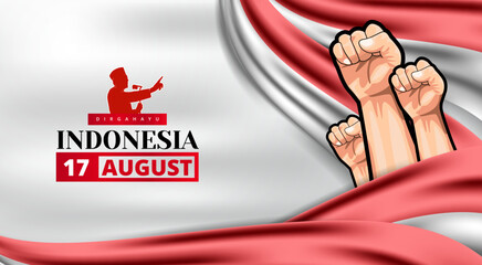 Indonesia independence day with patriotic hero vector background