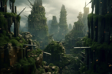 city ​​after apocalypse 3d rendering - obrazy, fototapety, plakaty