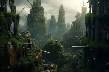 Gordijnen city ​​after apocalypse 3d rendering © Adja Atmaja