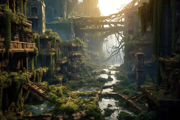 city ​​after apocalypse 3d rendering