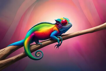 chameleon on a tree generated ai