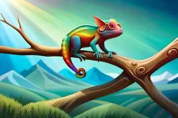lizard on a branch generated ai