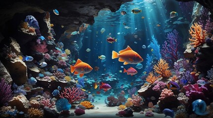 Underwater Building and Fish -   Generative AI