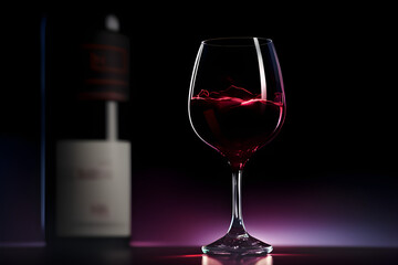 glass of wine on black background. generative ai