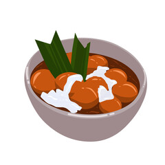 Vector illustration of cendol porridge, traditional Indonesian food 