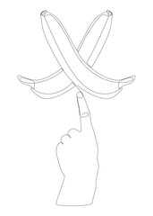 One continuous line of hand with Banana. Thin Line Illustration vector concept. Contour Drawing Creative ideas.