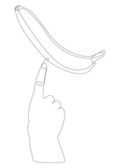 One continuous line of hand with Banana. Thin Line Illustration vector concept. Contour Drawing Creative ideas.