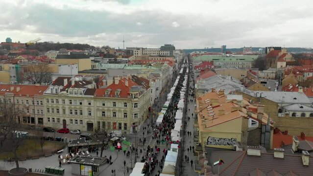 Aerial view of Kaziuko muge or Kaziukas Easter market, Vilnius, Lithuania