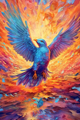 Fototapeta premium Colorful dove with a lot of flow