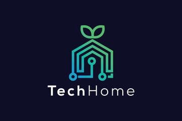 Green technology home Logo design vector template