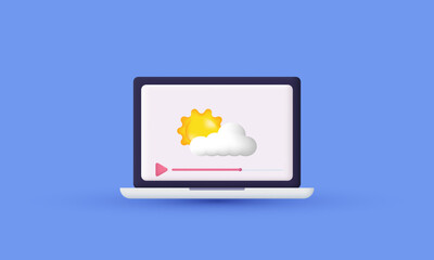 3d elearning meteorology forecast weather icon illustration vector trendy symbols isolated on background.3d design cartoon style. 