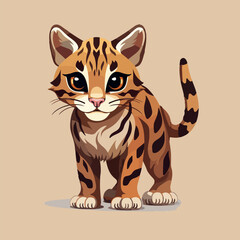 leopard cat kawaii cute vector illustration isolated