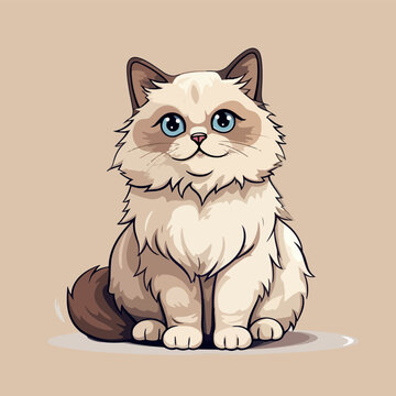 RagaMuffin Ragdoll cute kawaii cat vector illustration isolated