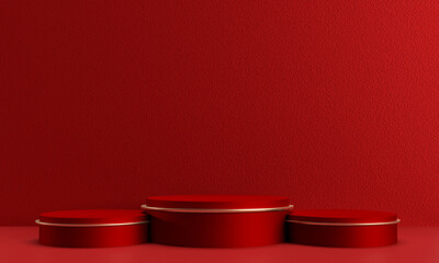 Red podium orange background wallpaper empty blank  decoration ornament golden metal yellow color xmas merry christmas happy new year black friday sale happy birthday valentine day chinese new year 