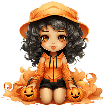 Cute Halloween Baby Clipart Illustration
