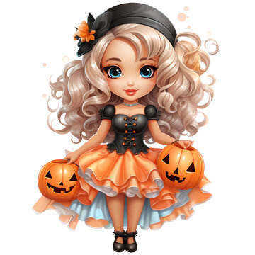 Cute Halloween Baby Clipart Illustration
