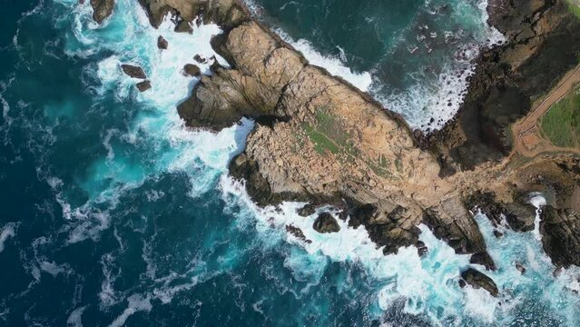 Ocean Waves Hitting Cliffs in Punta Cometa, Mazunte Oaxaca