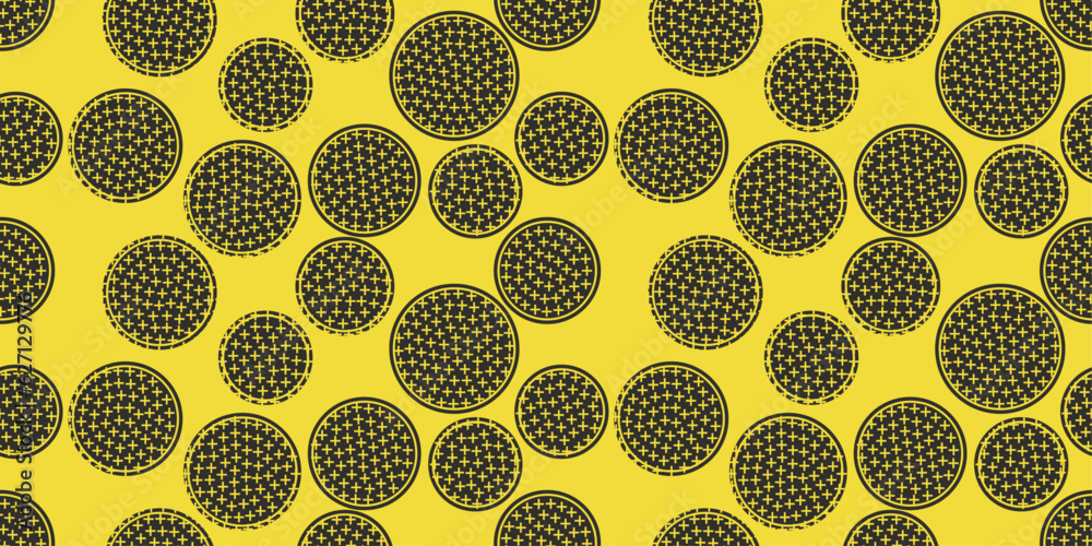 Aufkleber Circles of crosses on a background of black circles. Simple pattern of crosses and black circles.