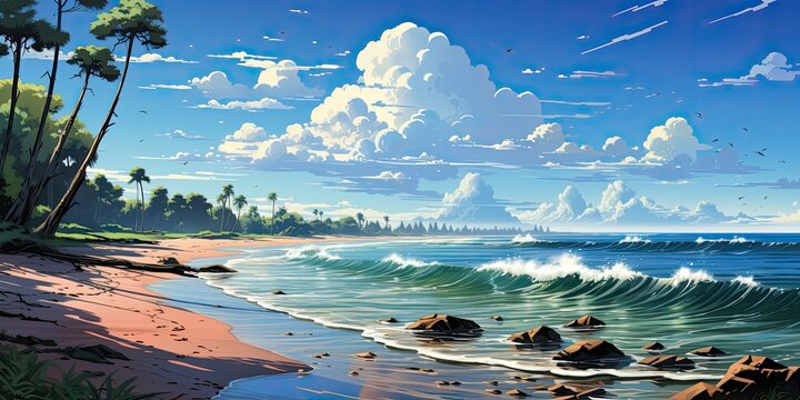 artistic illustration of beautiful beach by generative AI