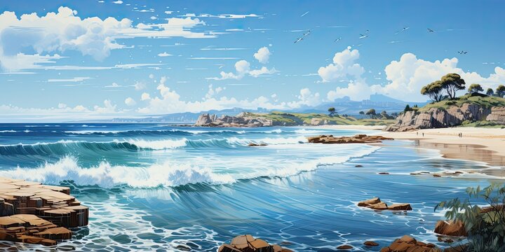 artistic illustration of beautiful beach by generative AI