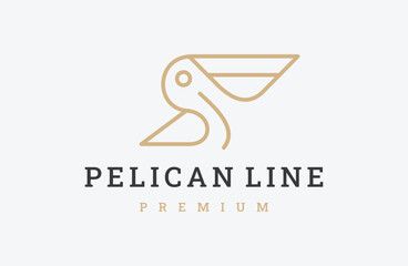 Vector Logo Illustration Pelican Line Style.
