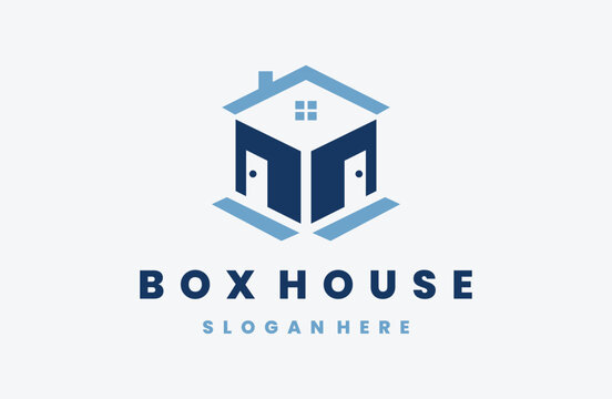 Home in box icon template for company logo. Vector illustration.